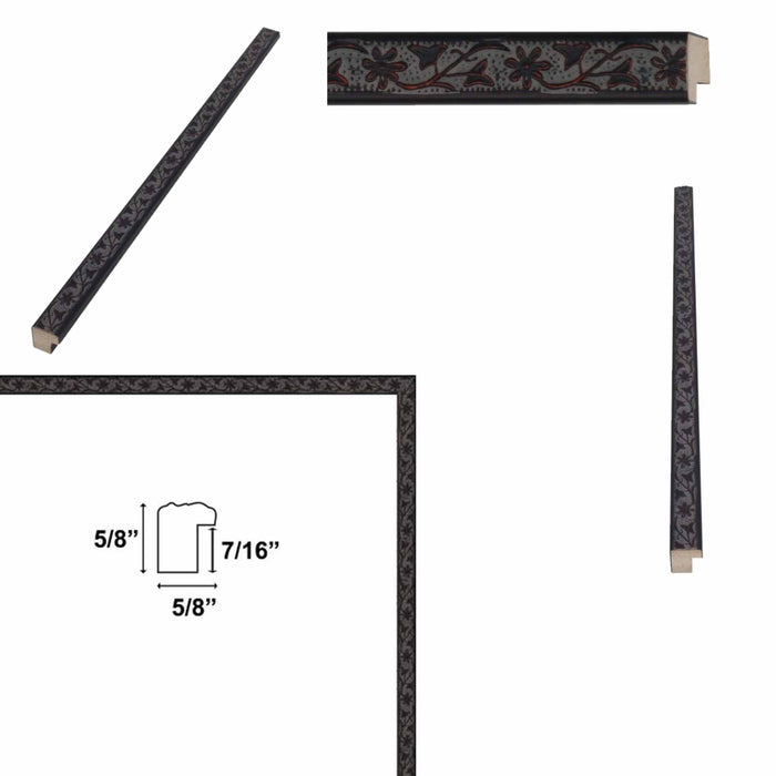 32x48 Frame Slim Black Ash Floral Picture Frame
