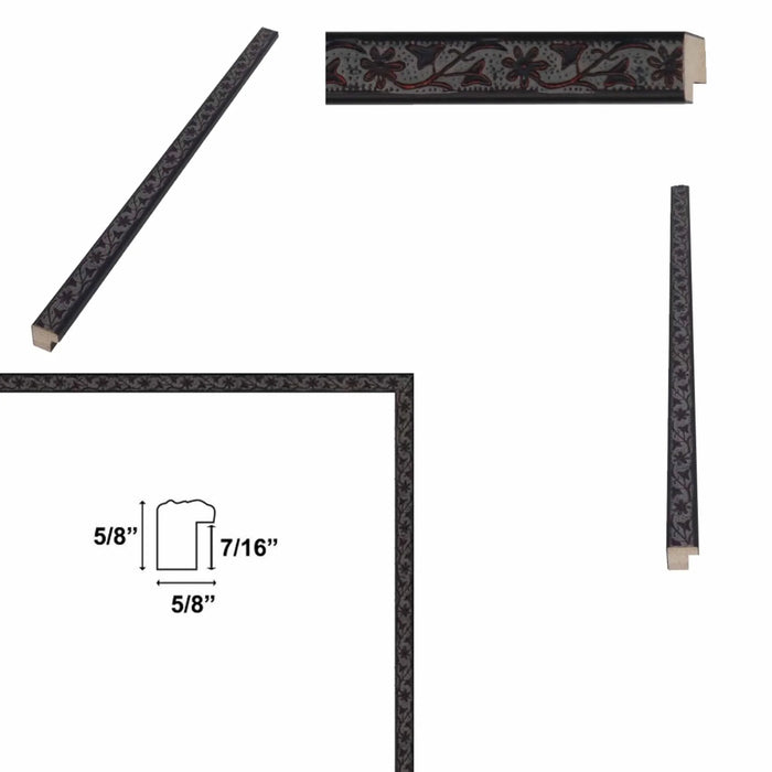 40x60 Frame Slim Black Ash Floral Picture Frame
