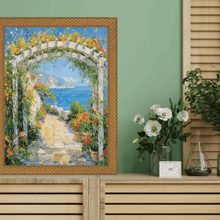 32x48 Frame Slim Cris Cross Gothic Antique Gold Picture Frame