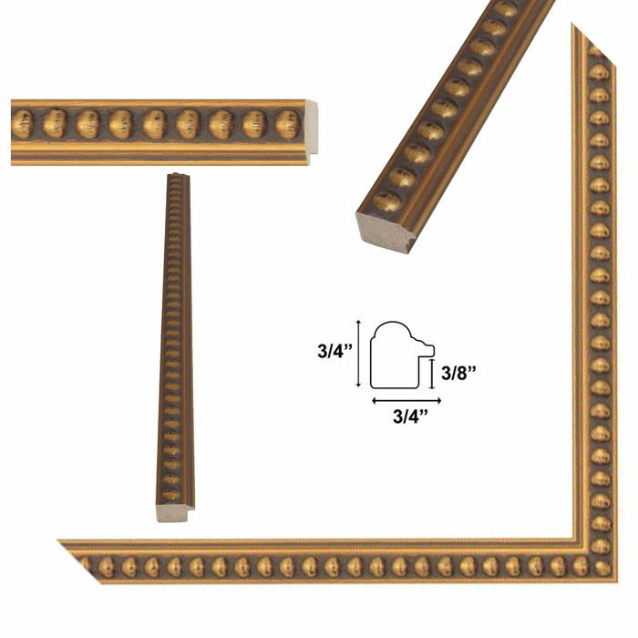 8x10 Frame Slim Gold Leaf Beaded Picture Frame