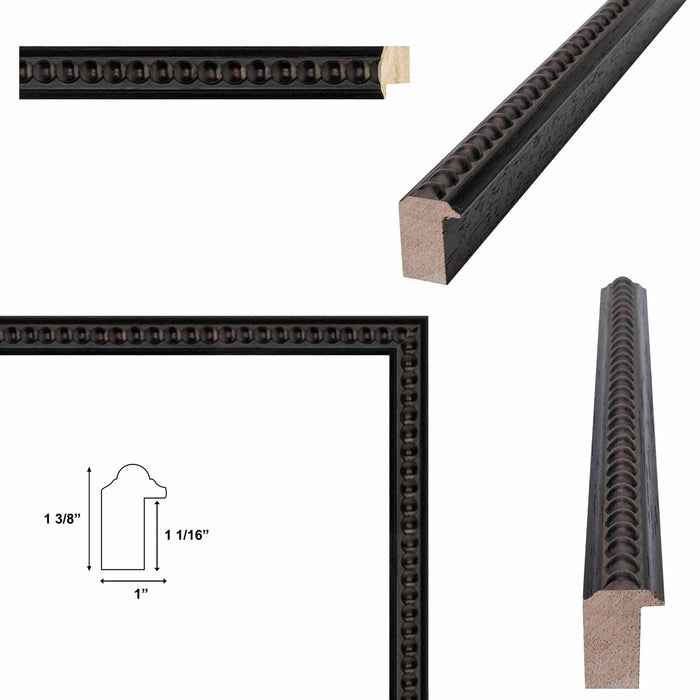 32x48 Frame Slim Gotham Black Beaded Picture Frame