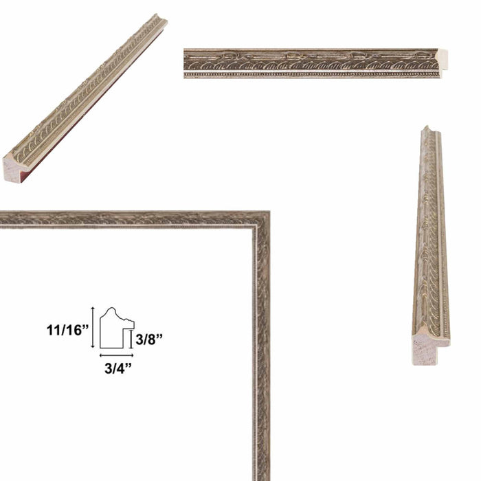 30x40 Frame Slim Silver Leaf Bead Design Picture Frame 