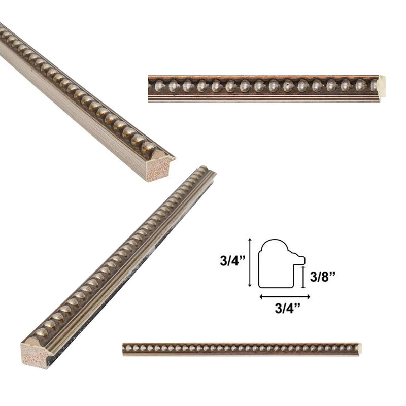 18x18 Frame Slim Silver Leaf Beaded Picture Frame 