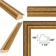 30x36 Frame Slim Vintage Antique Gold Beaded Picture Frame