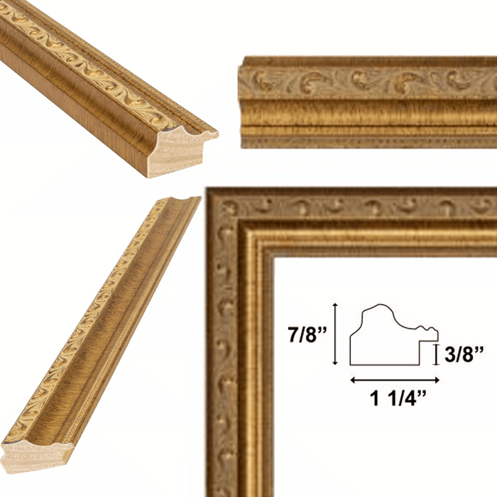 8.5x11 Frame Slim Vintage Antique Gold Beaded Picture Frame