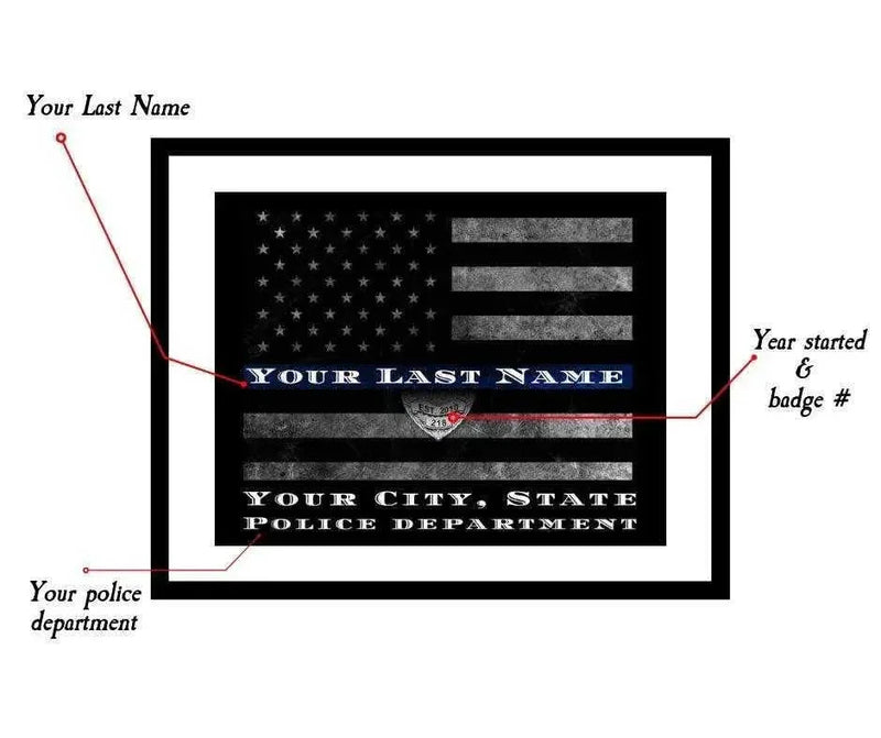 Thin Blue Line framed Police officer gift Art Picture Frame Store New Jersey