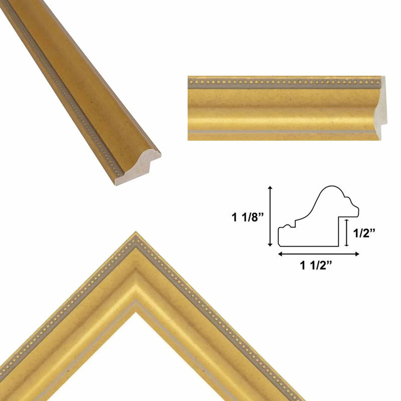 20x40 Frame Vintage Gold Lead Beaded Picture Frame