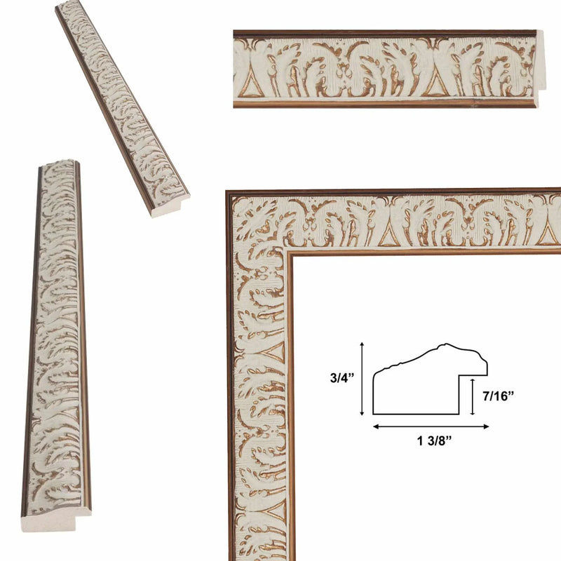30x40 Frame Vintage Ornate White Wash Picture Frame