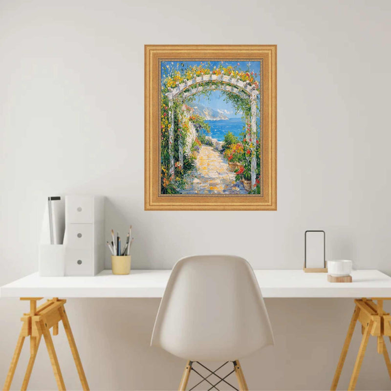 28x40 Frame Vintage Scoop Antique Gold Bead Picture Frame