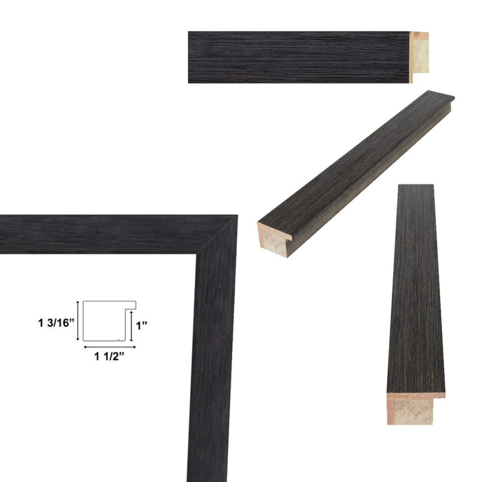 32x48 Frame Weathered Black Wooden Grain Picture Frame