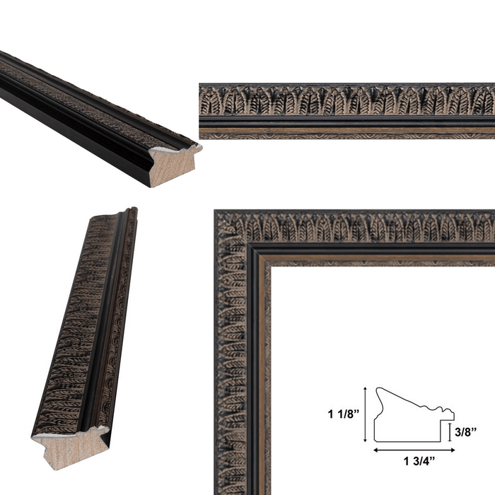 32x48 Frame Wheat Leaf Ebony Gold Picture Frame