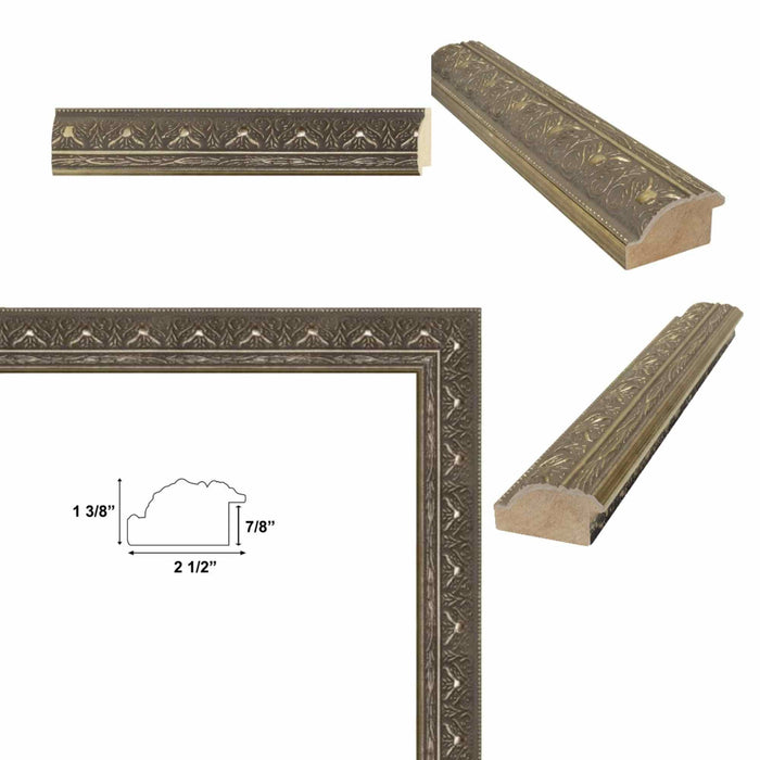 32x48 Frame Wide Aged Vintage Silver Leaf Gothic Luxury Picture Frame