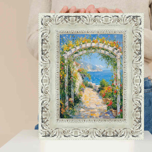 32x48 Frame Wide Alabaster White Wash With Charcoal Picture Frame