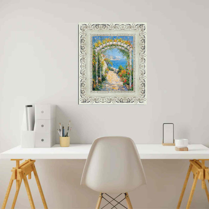 32x48 Frame Wide Alabaster White Wash With Charcoal Picture Frame