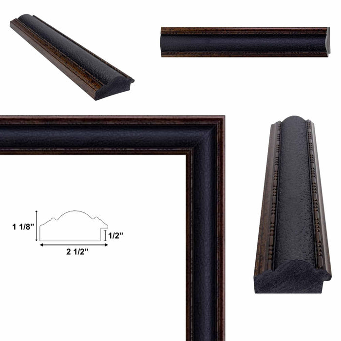 32x48 Frame Wide Black Bronze Leather Picture Frame