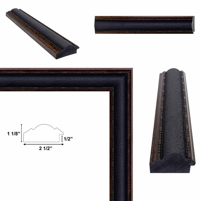 Wide Black Bronze Leather Picture Frame Home Office Decor