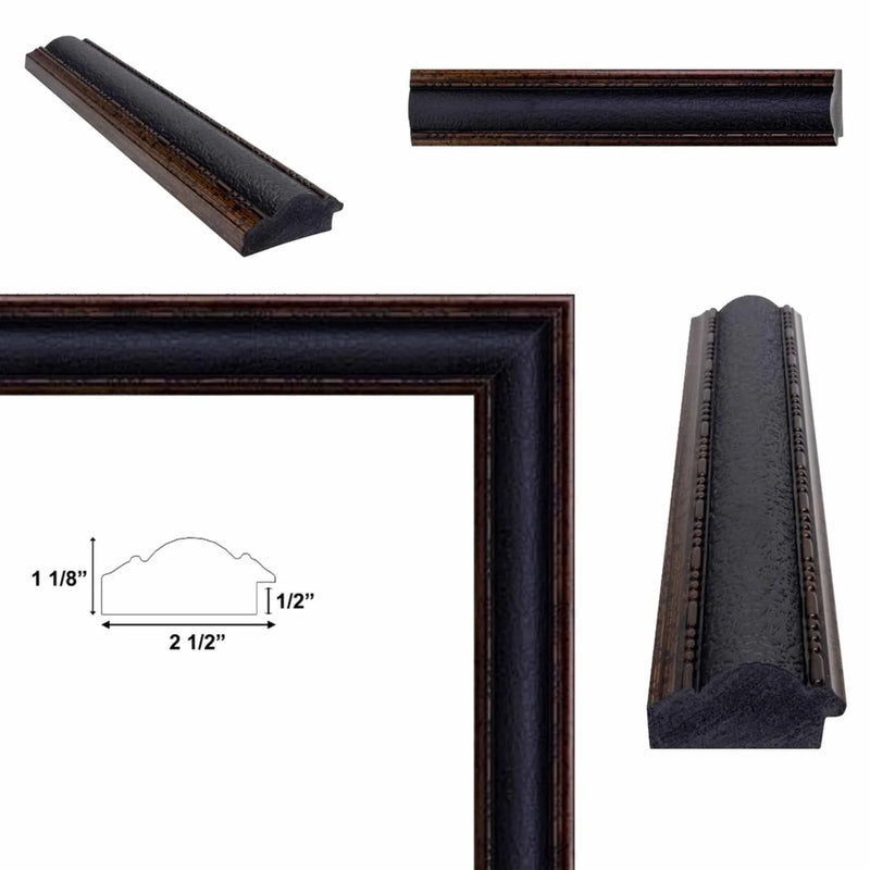 9x12 Frame Wide Black Bronze Leather Picture Frame