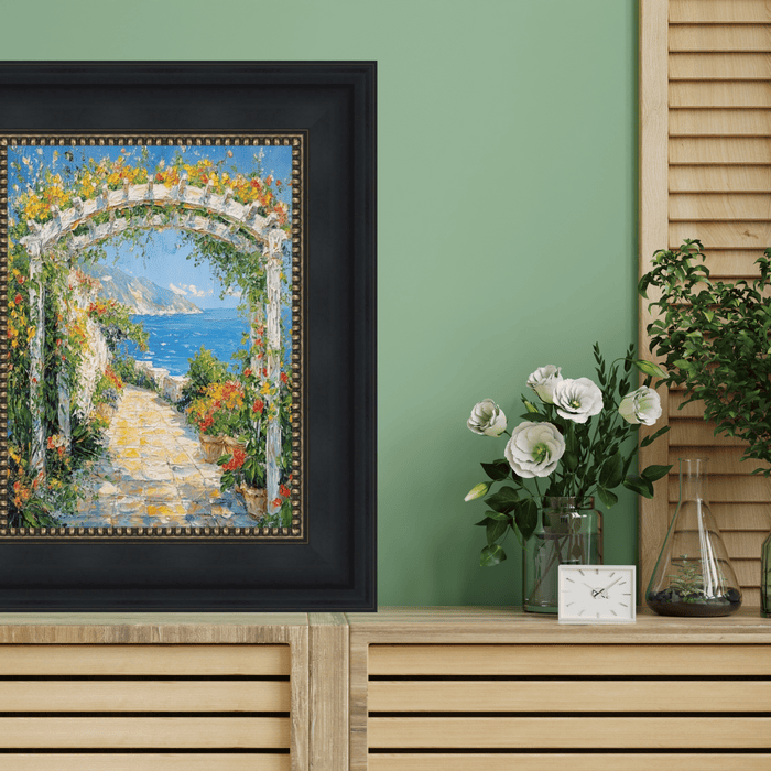 32x48 Frame Wide Black Scoop With Gold Bead Picture Frame