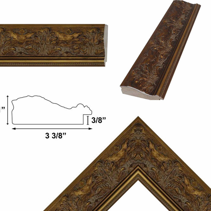 32x48 Frame Wide Gold Ornate Floral Picture Frame