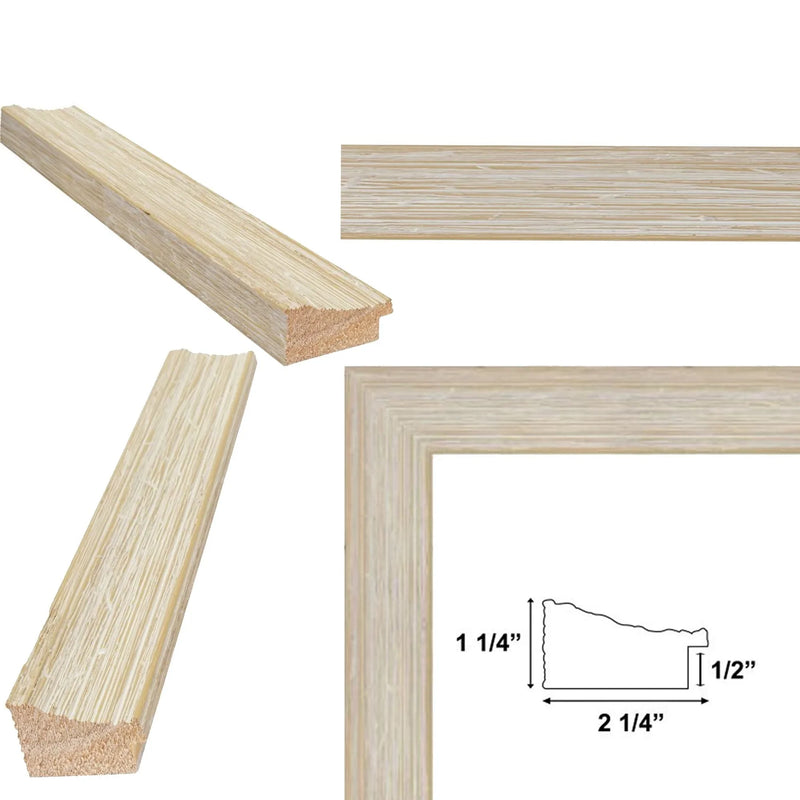 14x14 Frame Wide Rustic Wood Grain White Wash Picture Frame