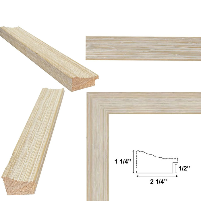 26x26 Frame Wide Rustic Wood Grain White Wash Picture Frame