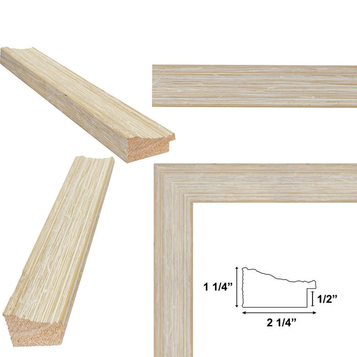32x48 Frame Wide Rustic Wood Grain White Wash Picture Frame