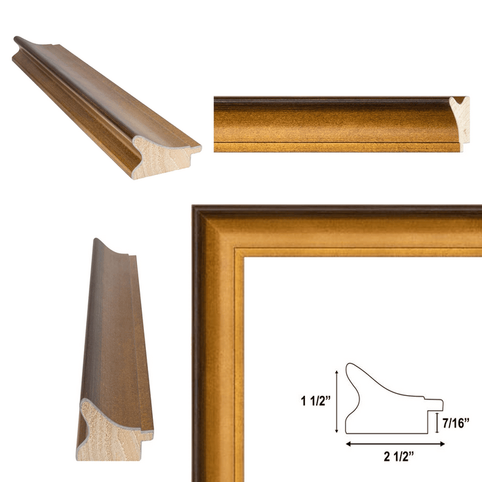 32x48 Frame Wide Scoop Brushed Gold Picture Frame