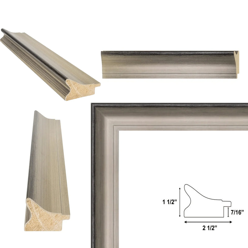 27x41 Frame Wide Scoop Brushed Silver Picture Frame