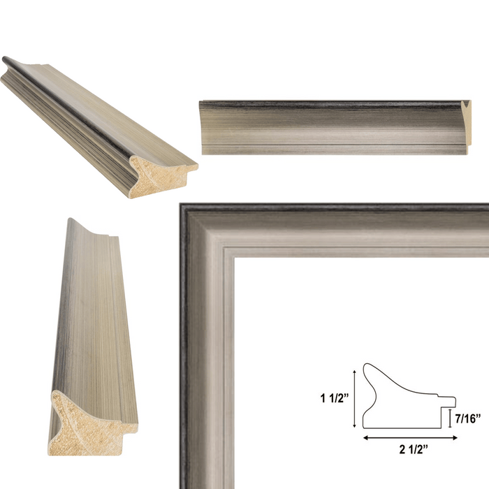32x48 Frame Wide Scoop Brushed Silver Picture Frame