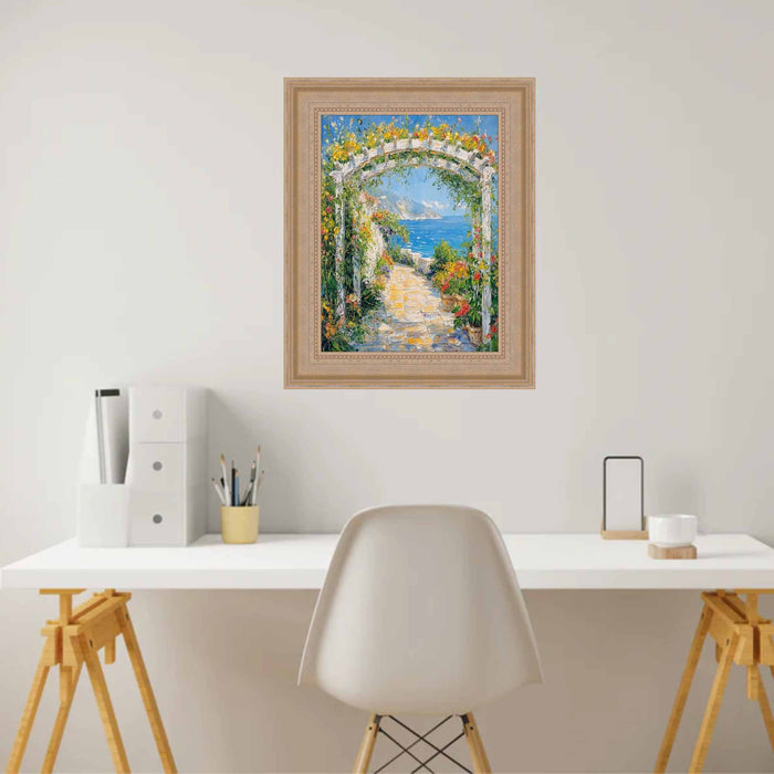 32x48 Frame Wide Silver Leaf Scoop With Beads Picture Frame