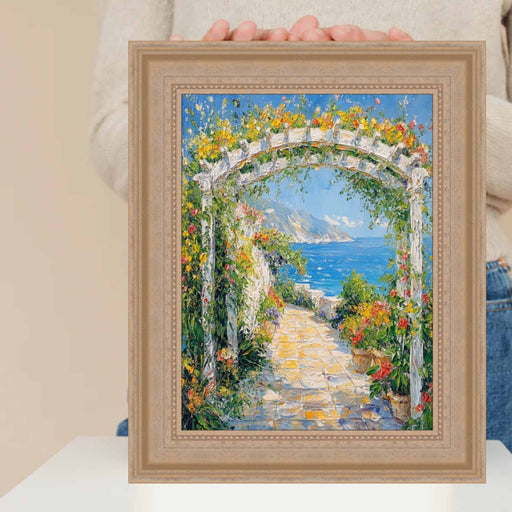 32x48 Frame Wide Silver Leaf Scoop With Beads Picture Frame