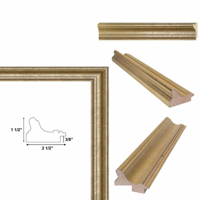 32x48 Frame Wide Silver Leaf Scoop With Beads Picture Frame