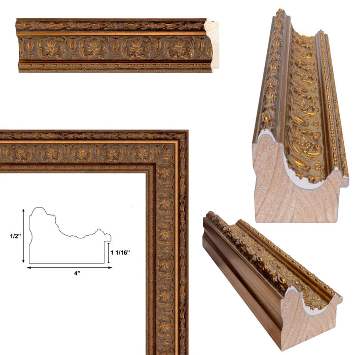 32x48 Frame Traditional Italian Carved Ornate Gold Leaf Picture Frame