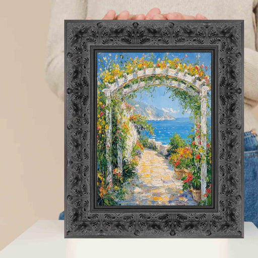 8.5x11 Frame Wide Vintage Antique Black Floral Picture Frame