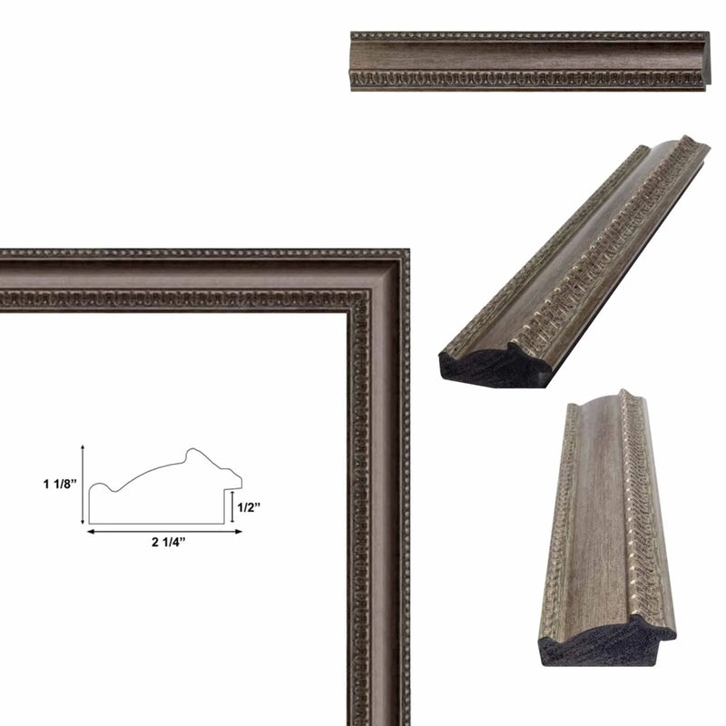 16x16 Frame Wide Vintage Silver Traditional Picture Frame