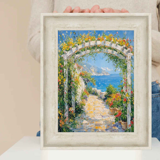 32x48 Frame Wide White Wash Scoop Wooden Picture Frame