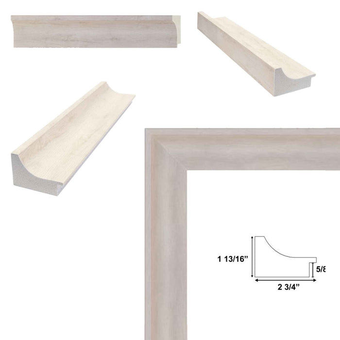 32x48 Frame Wide White Wash Scoop Wooden Picture Frame
