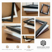 The image is a collage of various framed artworks, showcasing different types of frames and their designs.