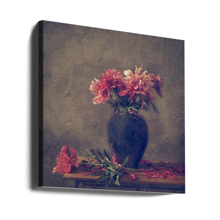 Still life Peony by Monique van Velzen Square Canvas Print Art for Modern Home Decor. Decorate your office or living room with canvas artwork