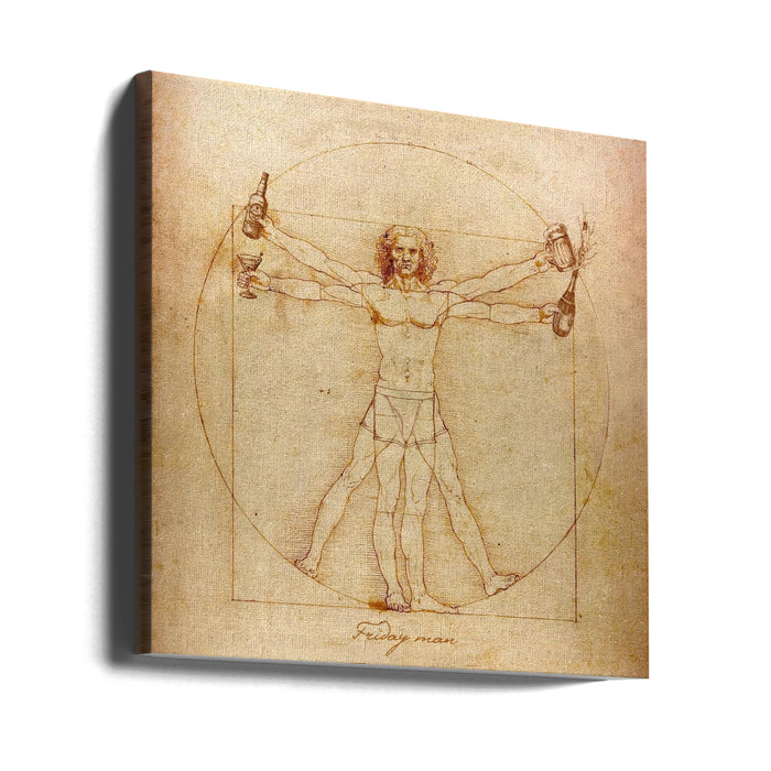 Friday Man by Artem Pozdniakov Square Canvas Print Art for Modern Home Decor. Decorate your office or living room with canvas artwork