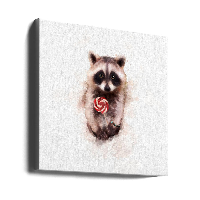 Baby Racoon by Emel Tunaboylu Square Canvas Print Art for Modern Home Decor. Decorate your office or living room with canvas artwork