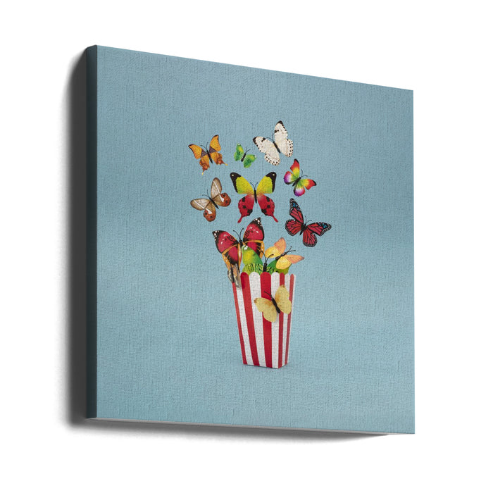 Popflies Wide by Julia Ramiro Square Canvas Print Art for Modern Home Decor. Decorate your office or living room with canvas artwork