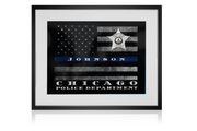Chicago Police Thin Blue Line Flag officer wall art print decor