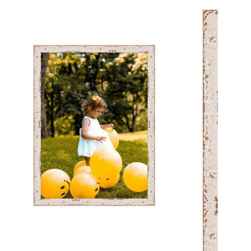 Distressed Cream White Barnwood Picture Frame Rustic - Custom Framing - Modern Memory Design Picture frames - New Jersey Frame shop custom framing