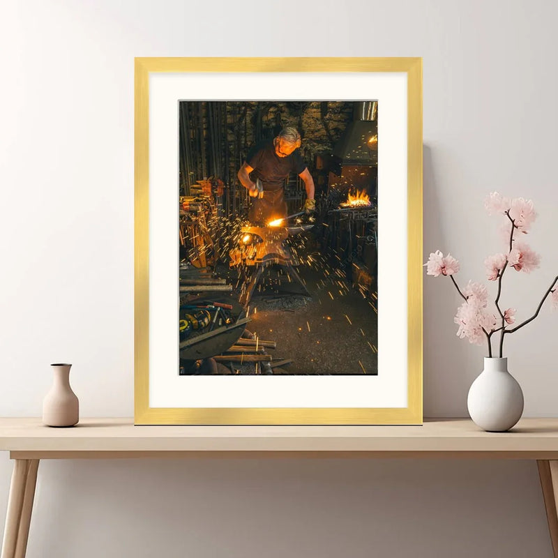 Modern Flat Lighting Gold Picture Frame  shopmodernmemory.com 