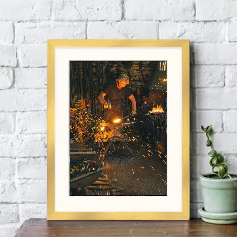 Modern Flat Lighting Gold Picture Frame  shopmodernmemory.com 