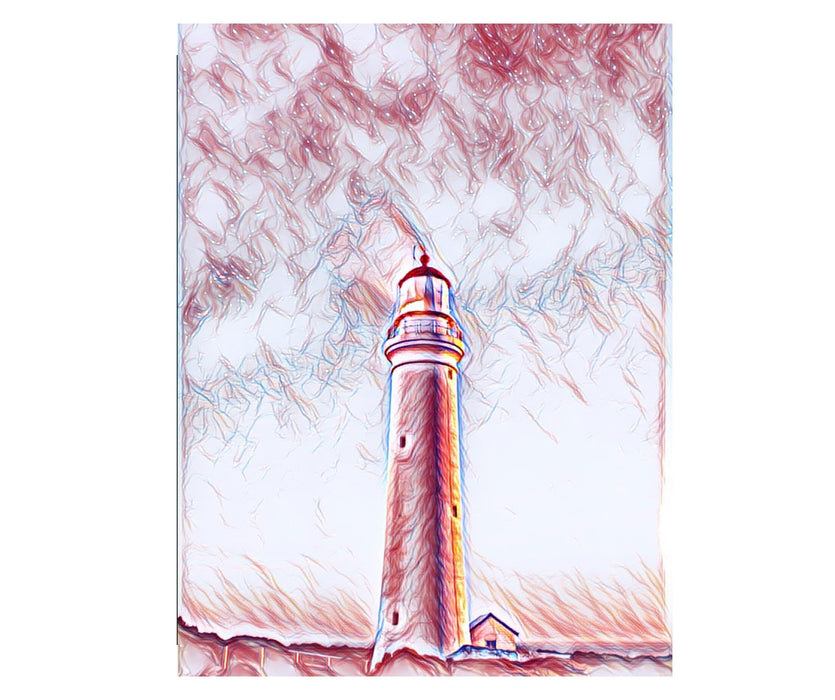 Lighthouse wall art sketch red framed art