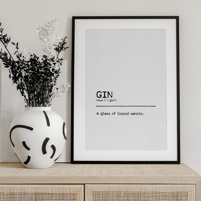 Quote Gin Sanity - Orara Studio Framed Art | Home or Office Art