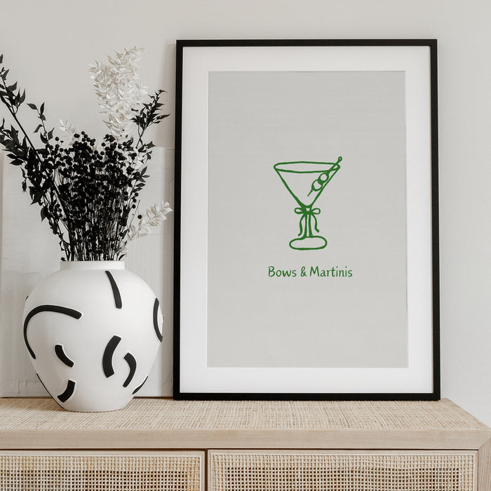 Green Bows and Martinis - ART of living Framed Art | Home or Office Art