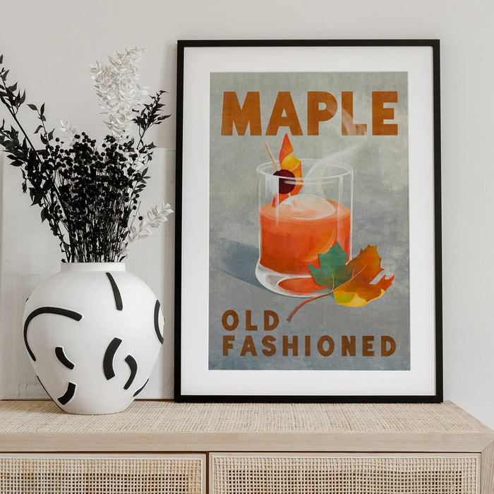Maple Old Fashioned Cocktail - The Whiskey Ginger Framed Art | Home or Office Art